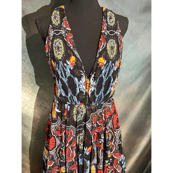 Alice + Olivia Kora Mixed Baroque Print Maxi‎ Dress V Neck Sleeveless Size 6 - Picture 2 of 10